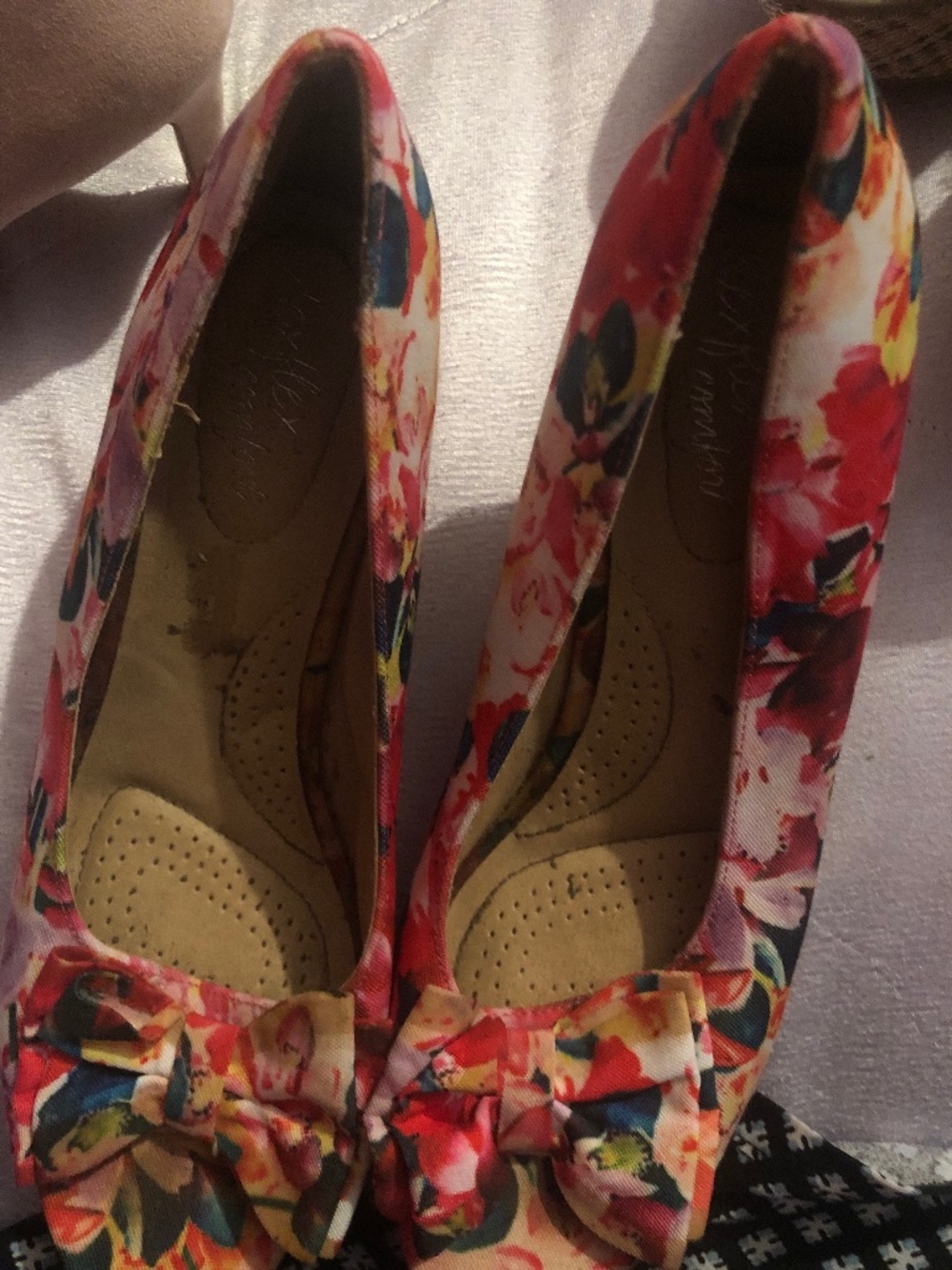 Multicolored Floral Bow Wedges